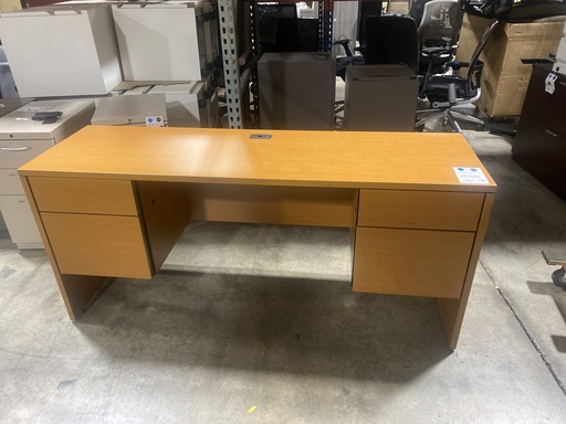 20x66 Hon Double Ped Credenza - Honey