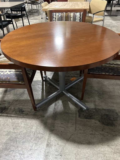 42" Round Cherry Table w/ Metal Base