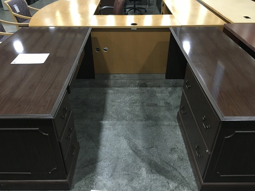 Walnut Desk and Credenza Set