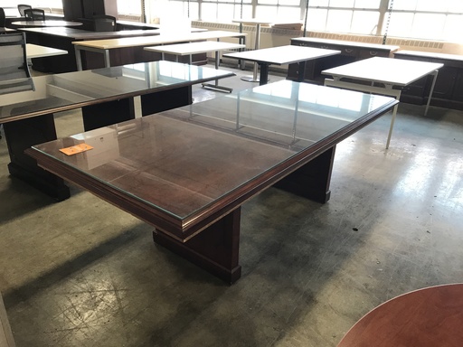 8' Glass Top Conference Table