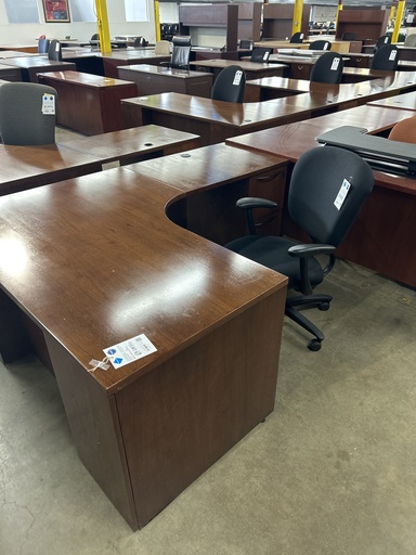 60" Single Ped Kimball RH L-Desk 36" Return 