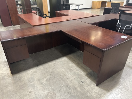 36x72 Hon L Shape Mahogany Desk, Dbl Ped - LH