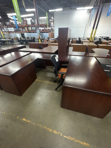 36x72 Hon U Shape Mahogany Desk, Dbl Ped - LH 