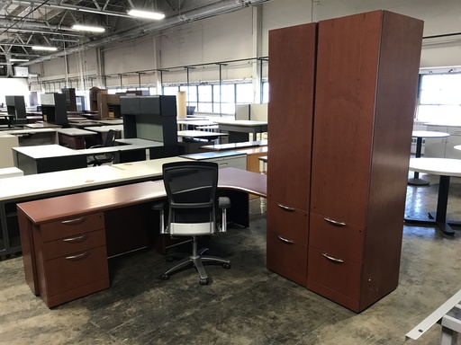 Knoll Ref 92in RH LShape desk with wardrobes