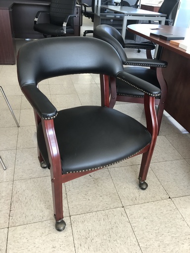 Boss 9545 Wood Frame Leather Guest Chair w casters