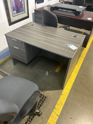 30x48 Single Ped Samoa Gray Desk