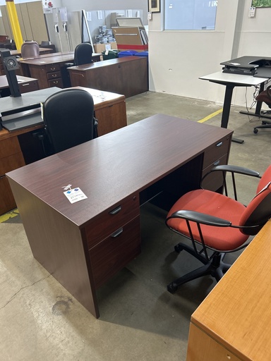 30x60 DBL Ped Mahogany Desk