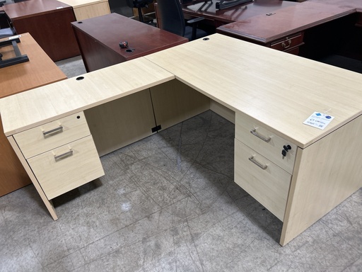 30x60 Dbl Ped - LH L Shape Desk - Maple 