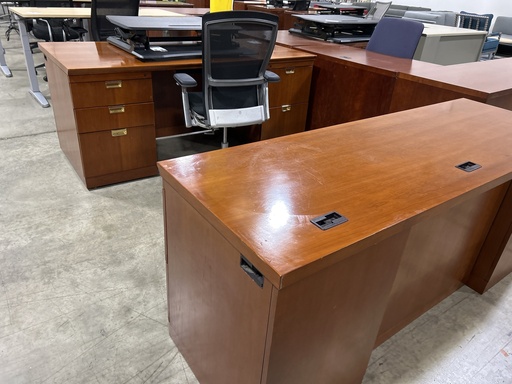 36x71 Dbl Ped Desk and Credenza Set - Cherry