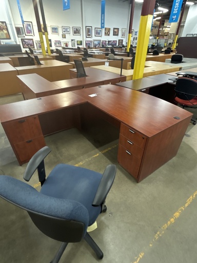 36x71 Bow Front Dbl Ped Cherry LH L-Desk