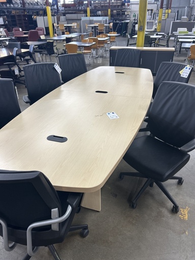 10' Blonde Boat Shaped Powered Conference Table