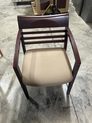 Wood Frame Guest Chair - Mahogany w/Tan Seat