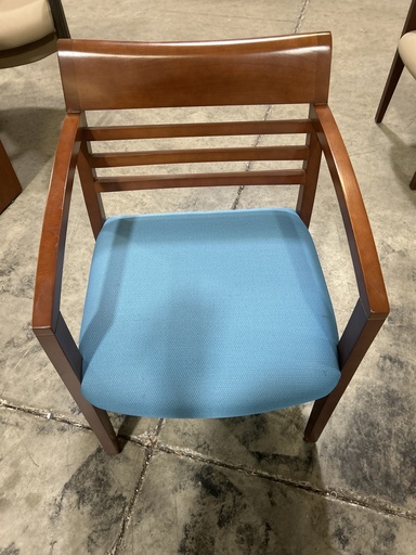 Wood Frame Guest Chair - Cherry w/Blue Seat 