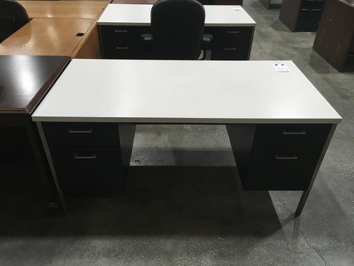 30 x 60 Hon  White top Metal Desk DBL Ped