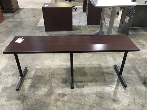 19x72 Training Table Mahogany Top and Blk Legs