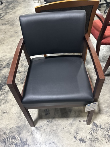 Wood Frame Guest Chair, Black Vinyl