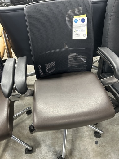 Hon Brown Vinyl Seat Black Mesh Back Conference Chair