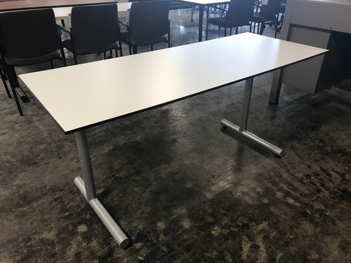 24x60in Training Table Silver Base Bladed Top white