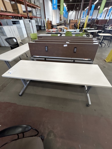 24x72 White top Flip Top training tables