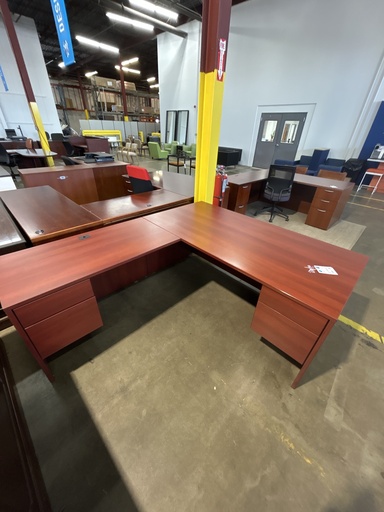 36x72 L-Desk (LH) Dble Ped Desk Cherry 