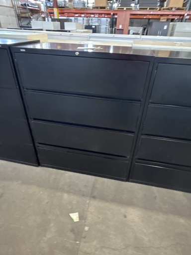 42" Black Lorell 4 Dr (3 Flipper Doors) Lateral File  