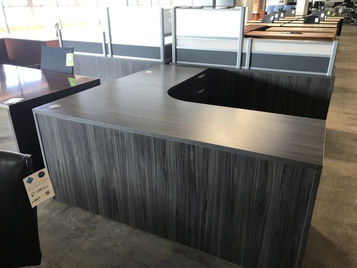 Grey Sgl ped 72"x72" RH L Desk 