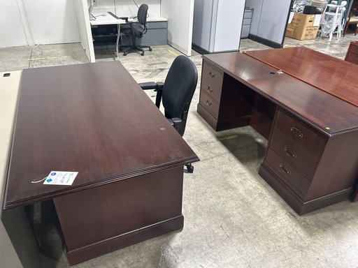 36x72 Traditional Desk Credenza Set- Dark Walnut