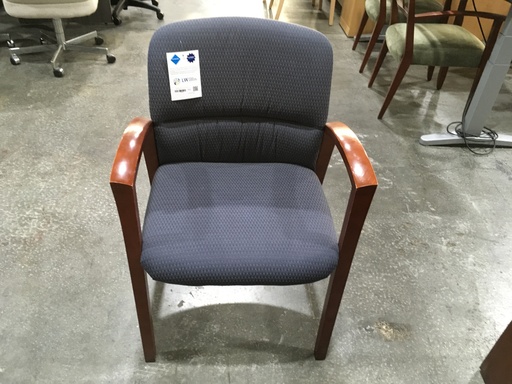 Kimball Blue Pattern Side Chair Cherry Legs