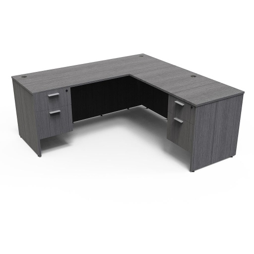 [D6672DP- LH SG] Euroline 30x66 Dbl Ped L Desk LH Grey