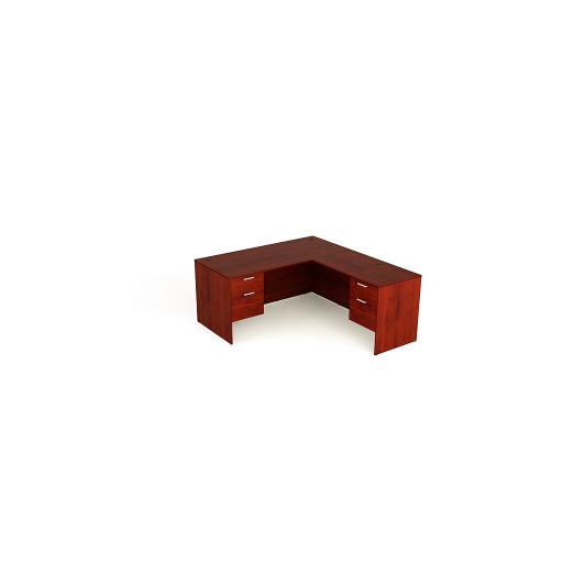 [D6072DP-LH MAH] Euroline 30x60 Dbl Ped L Desk LH Mahogany