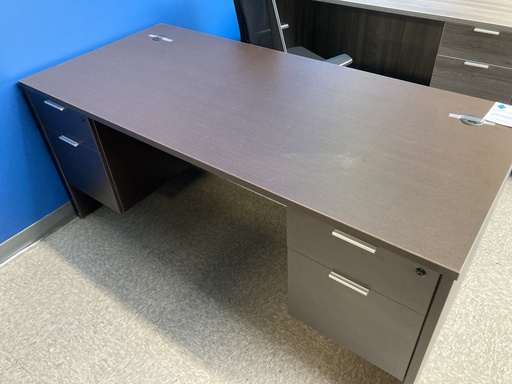 [D3066DP ES] Euroline 30x66 Dbl Ped Desk Espresso