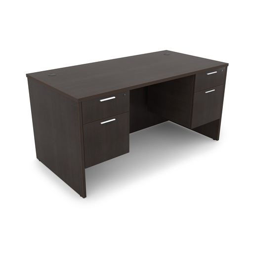 [D3066DP ES] Euroline 30x66 Dbl Ped Desk Espresso