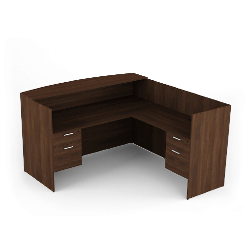 [RD7172P-1 RH WN] Euroline Reception Desk RH return Dbl Ped Walnut