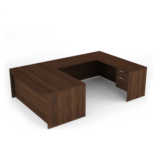 Euroline 36x71 Bow Dbl Ped U L Group Walnut w/42 B