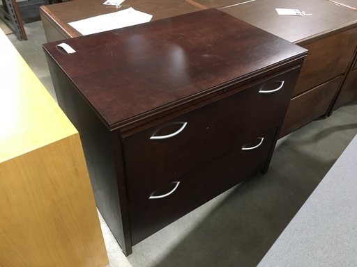 36" 2 Drawer Mahogany Lateral Cabinet