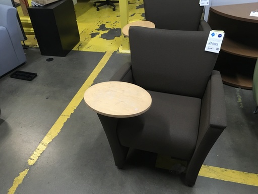 Brown Cloth Chair with Tablet Table